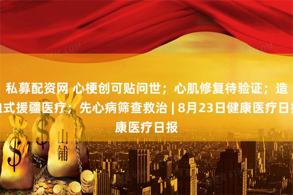 私募配资网 心梗创可贴问世；心肌修复待验证；造血式援疆医疗；先心病筛查救治 | 8月23日健康医疗日报
